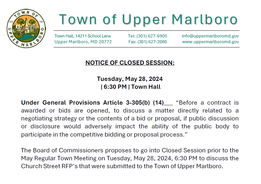 Notice of Closed Session